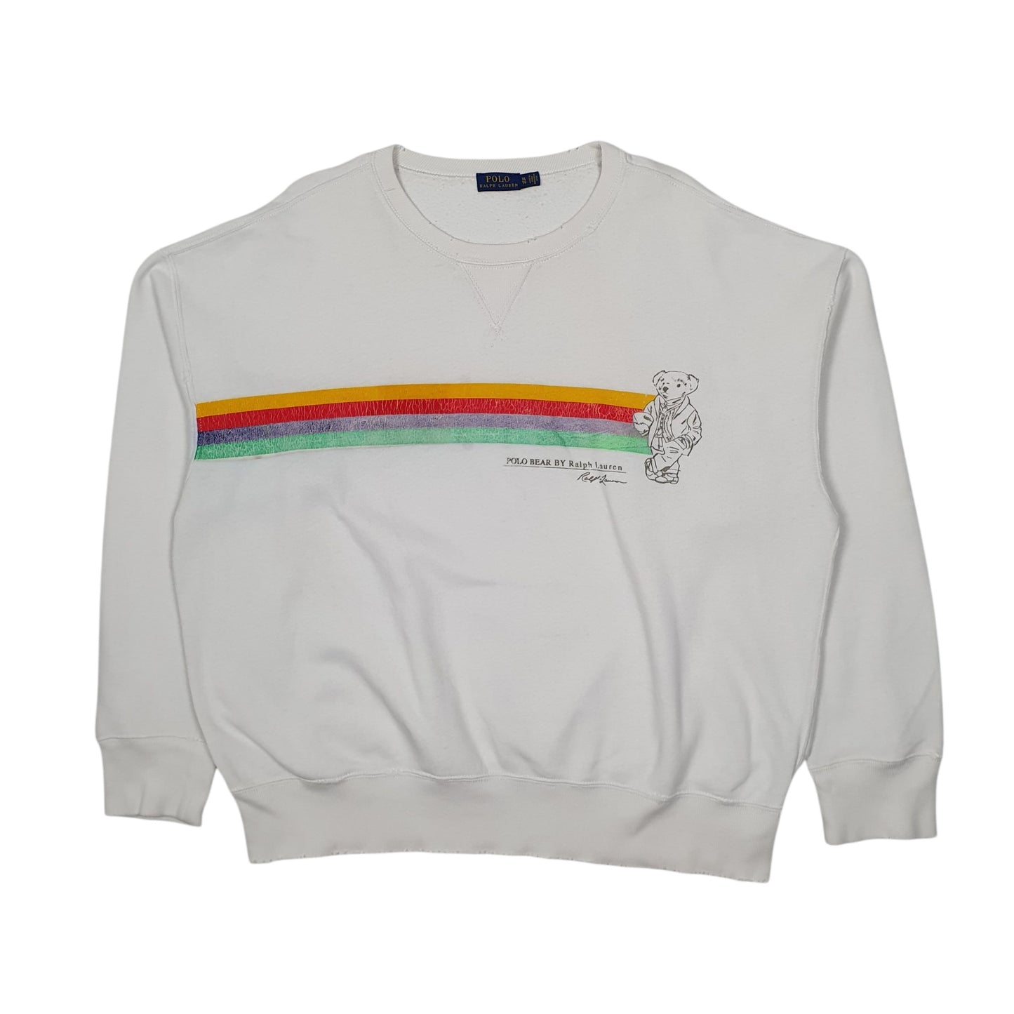 Mens White Polo Ralph Lauren Polo Bear Crewneck Jumper