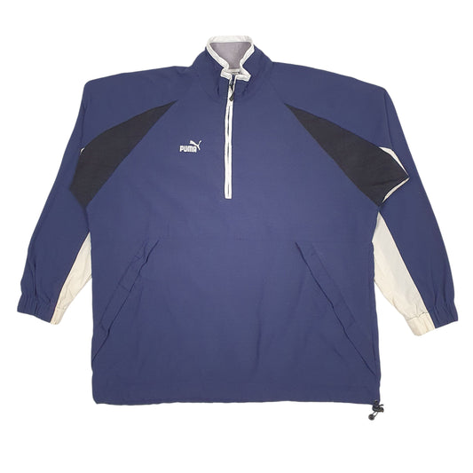 Mens Navy Puma Vintage Baggy Quarter Zip Jumper