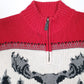 Mens Red Unbranded Xmas Moose Knit Quarter Zip Jumper