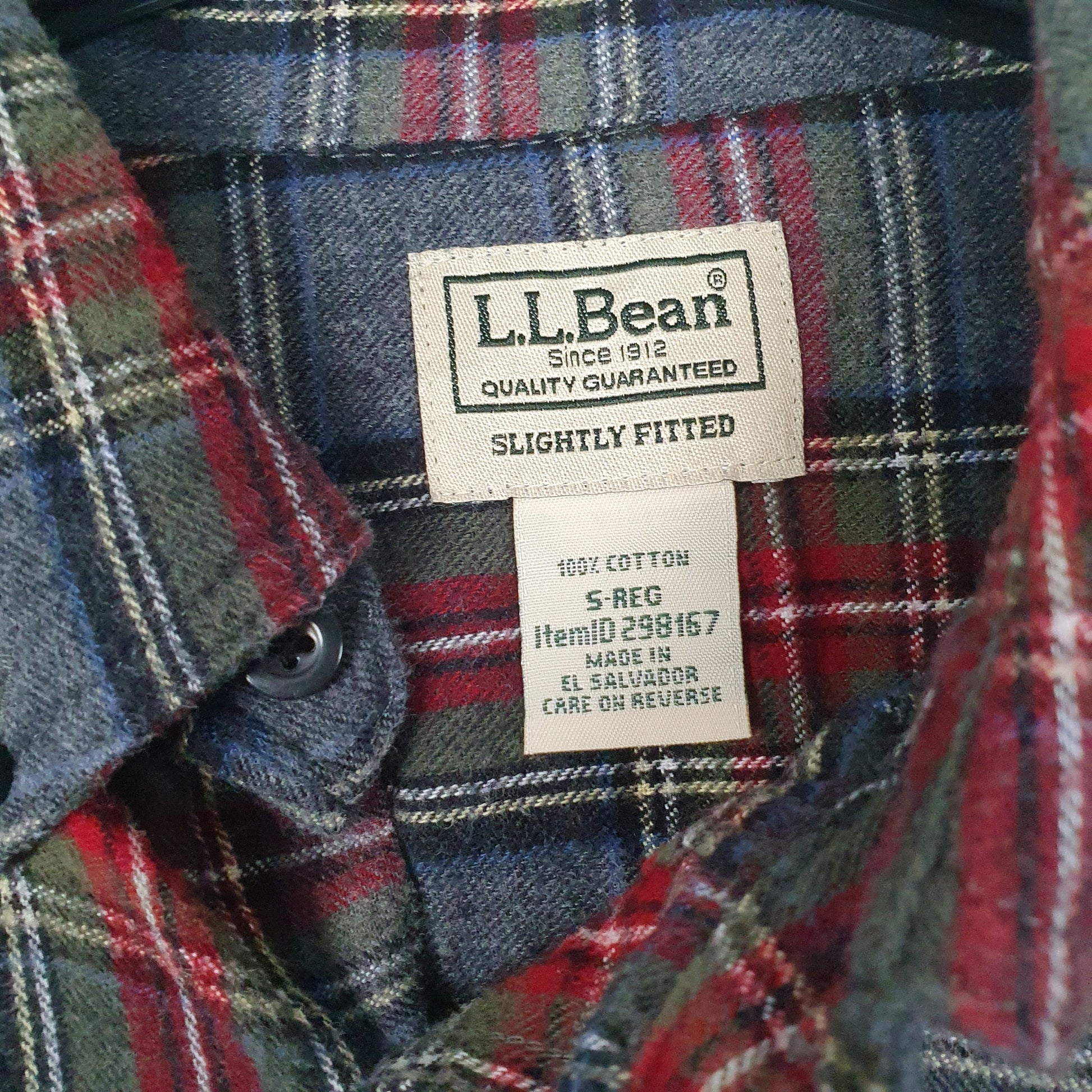 Mens Grey L.L.Bean Chamois Flannel Plaid  Shirt