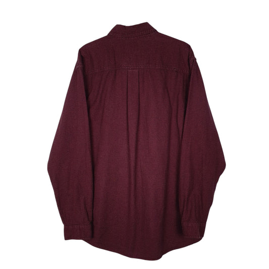 Mens Burgundy L.L.Bean Houndstooth  Shirt