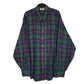 Mens Green L.L.Bean Vintage 90s Made In USA Scotch Plaid Flannel Long Sleeve Shirt