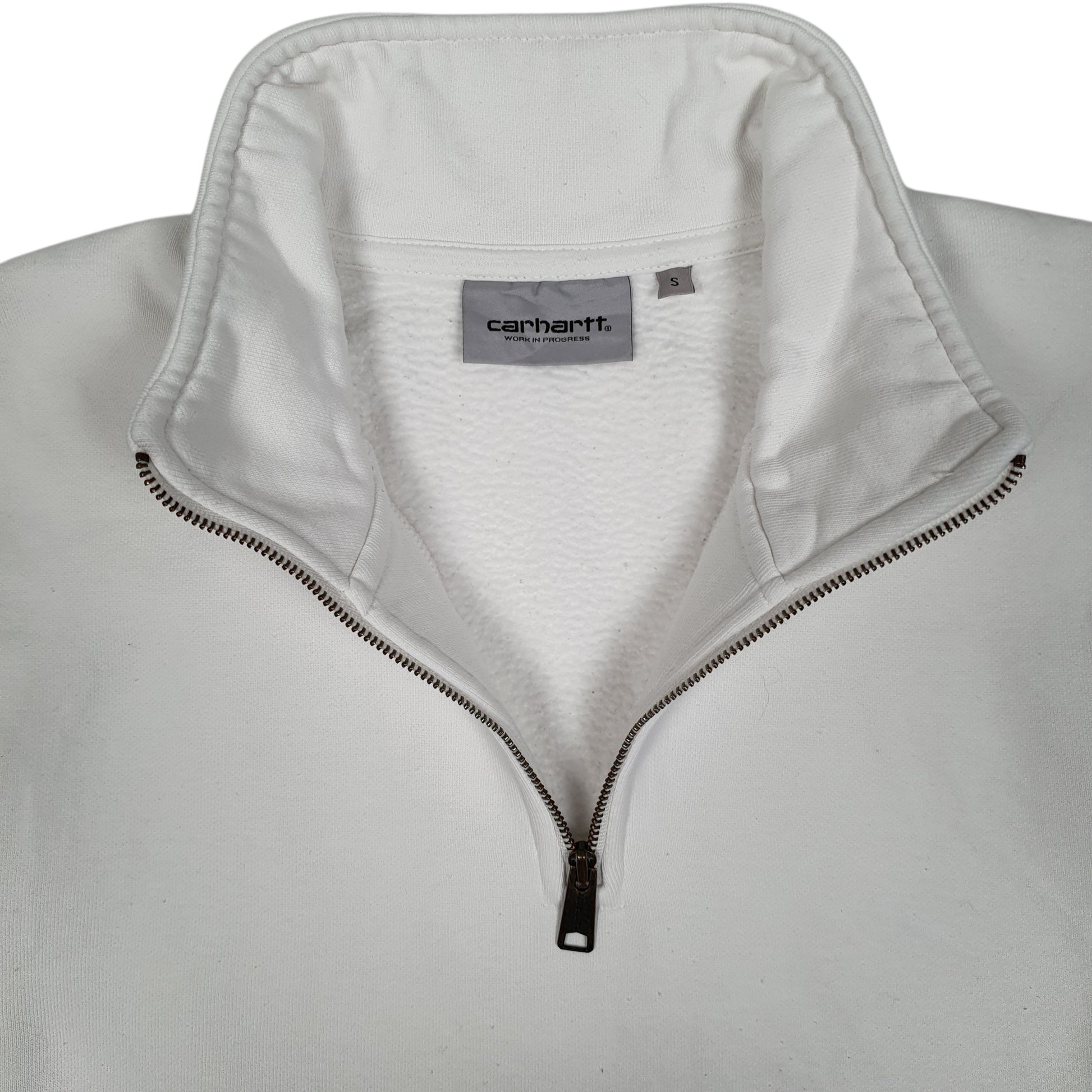 Mens White Carhartt  Quarter Zip Jumper