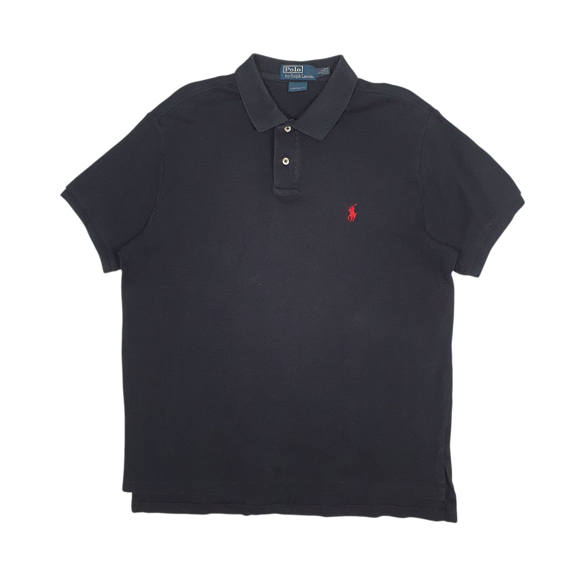 Mens Black Polo Ralph Lauren Custom Fit Short Sleeve Polo Shirt