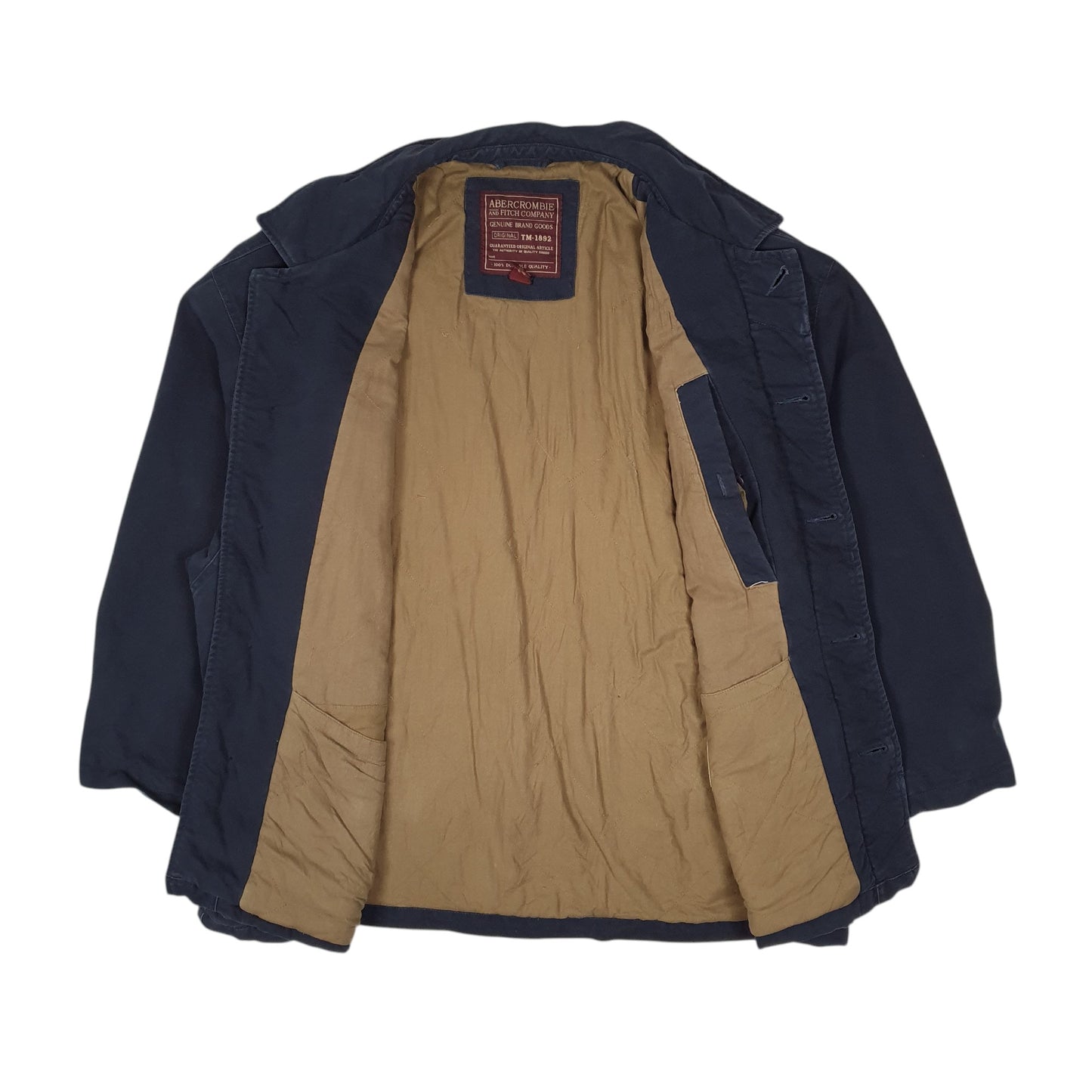 Mens Navy Abercrombie & Fitch Padded Parka Field Vintage 90s  Coat