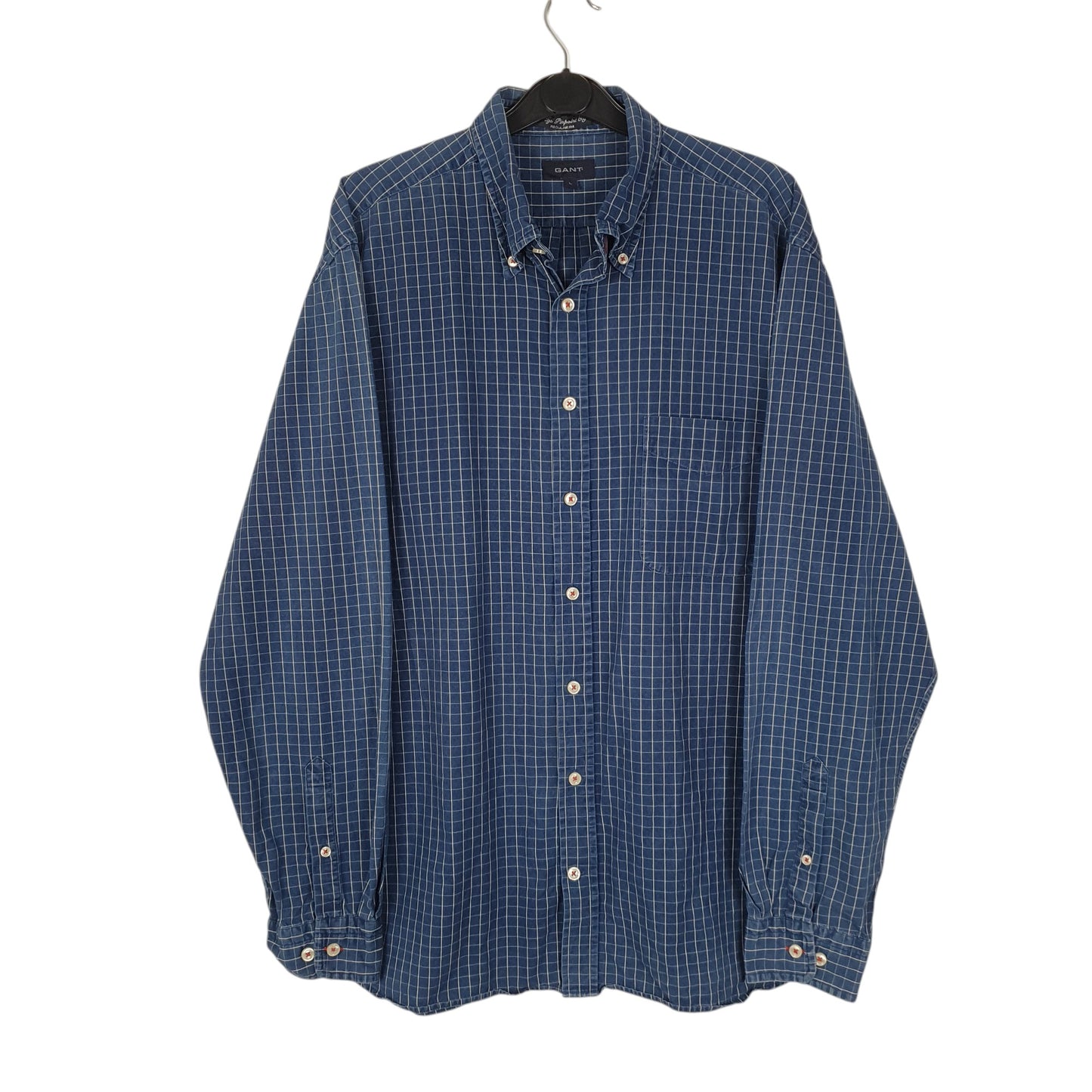 Mens Navy GANT Pinpoint Oxford Long Sleeve Shirt