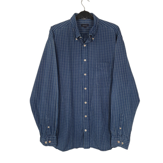 Mens Navy GANT Pinpoint Oxford Long Sleeve Shirt