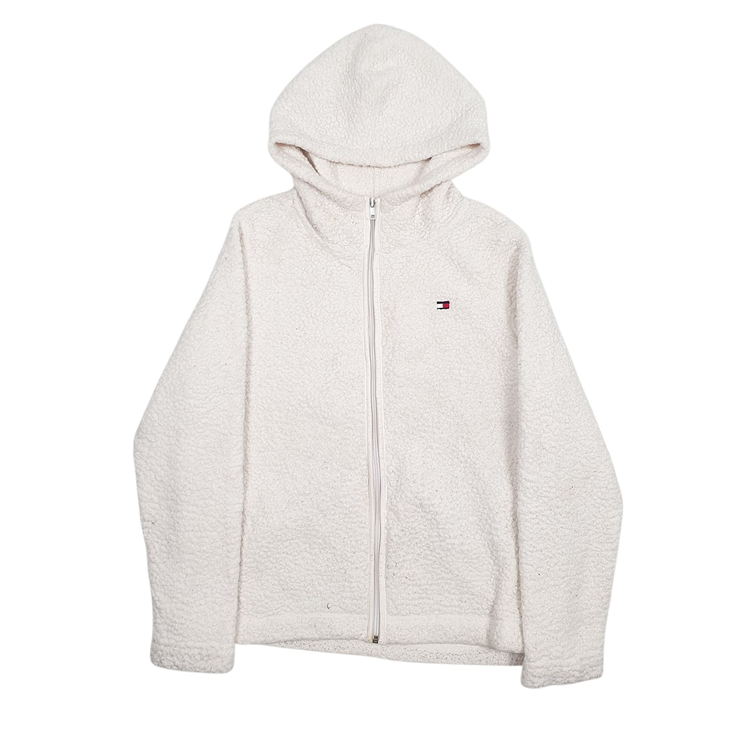 Womens White Tommy Hilfiger Sherpa Full Zip Jumper