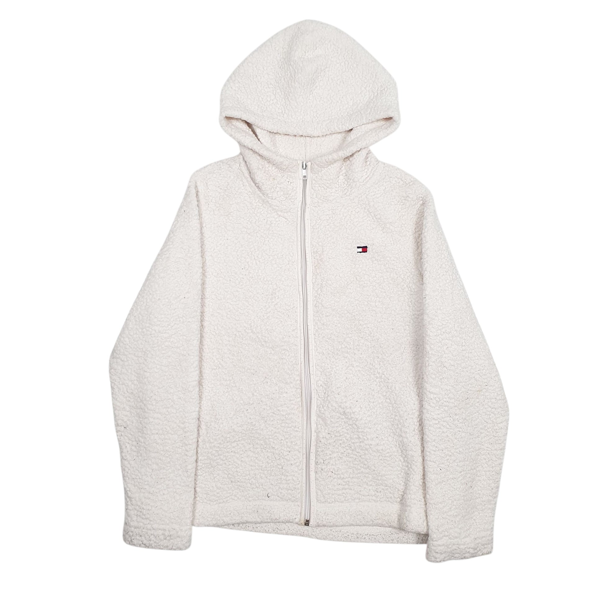 Womens White Tommy Hilfiger Sherpa Full Zip Jumper