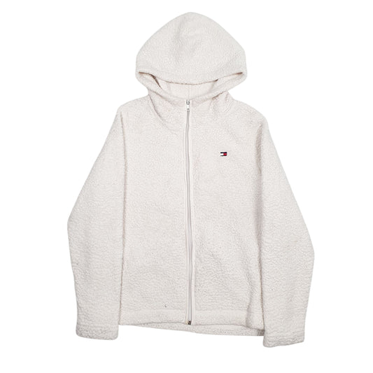 Womens White Tommy Hilfiger Sherpa Full Zip Jumper