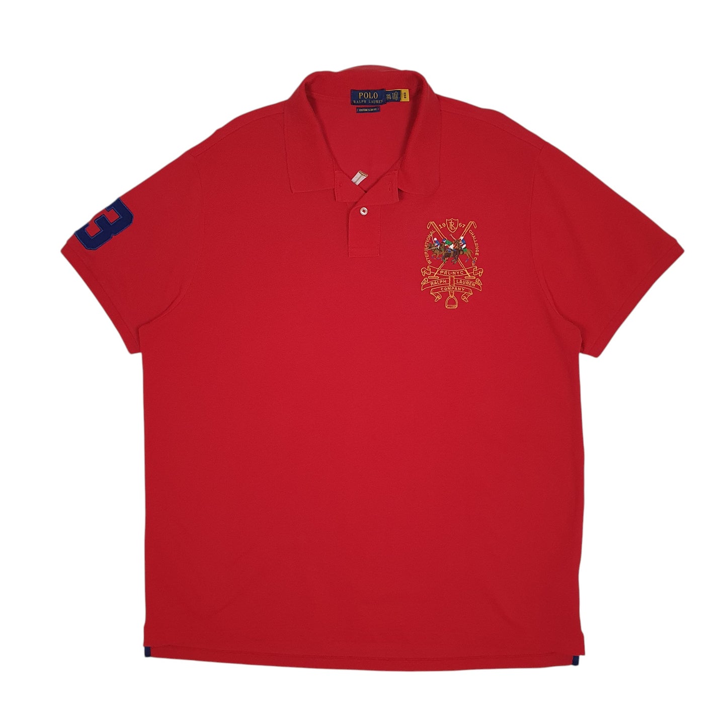 Mens Red Polo Ralph Lauren Custom Slim Fit Short Sleeve Polo Shirt