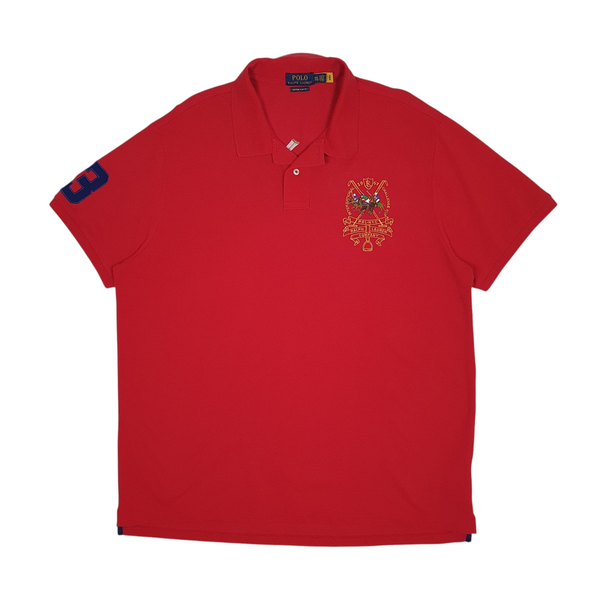 Mens Red Polo Ralph Lauren Custom Slim Fit Short Sleeve Polo Shirt