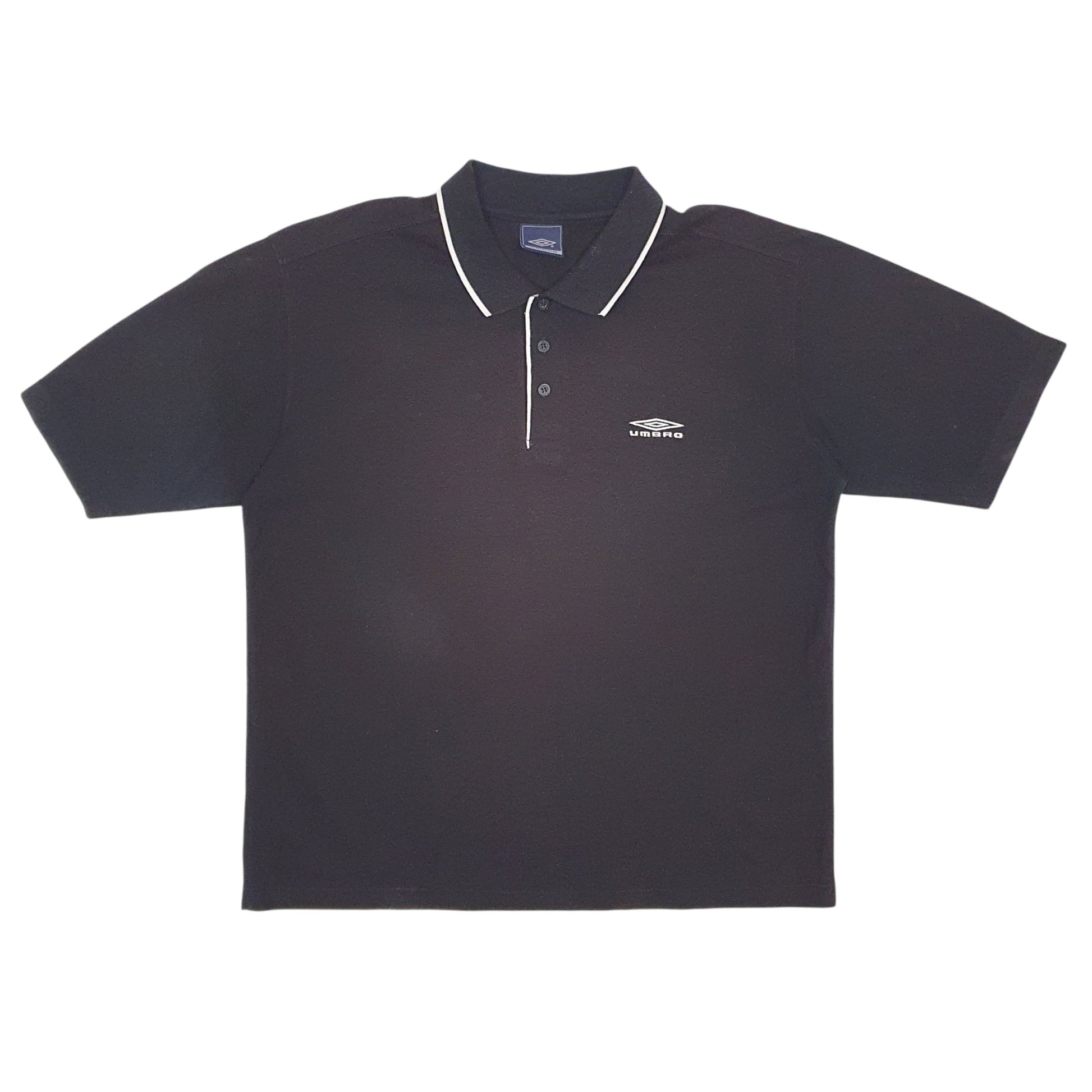 Mens Black Umbro  Short Sleeve Polo Shirt