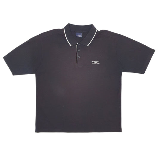 Mens Black Umbro  Short Sleeve Polo Shirt