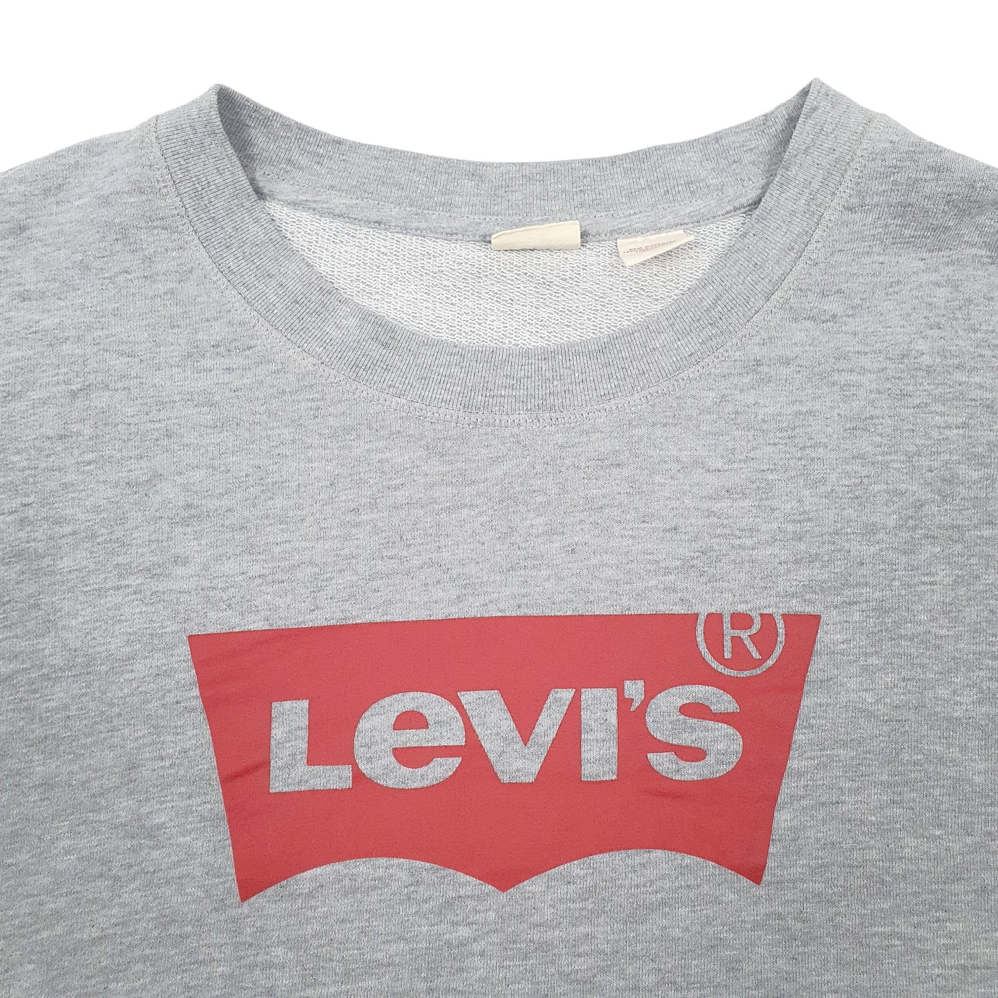 Mens Grey Levis Spellout Crewneck Jumper