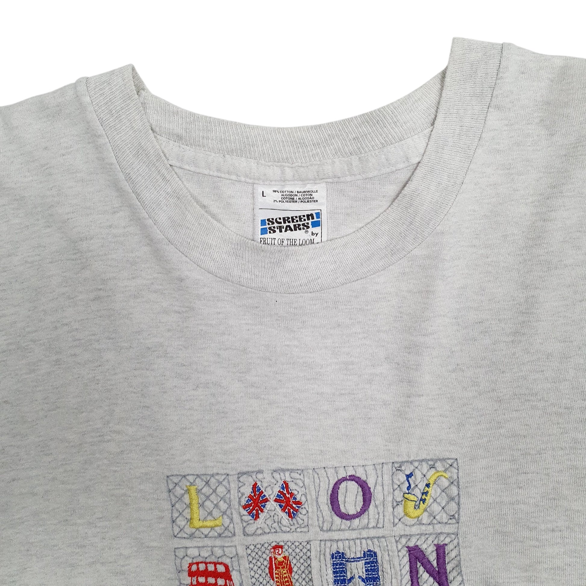 Mens Grey Screen Stars Single Stitch Vintage 90s  T Shirt