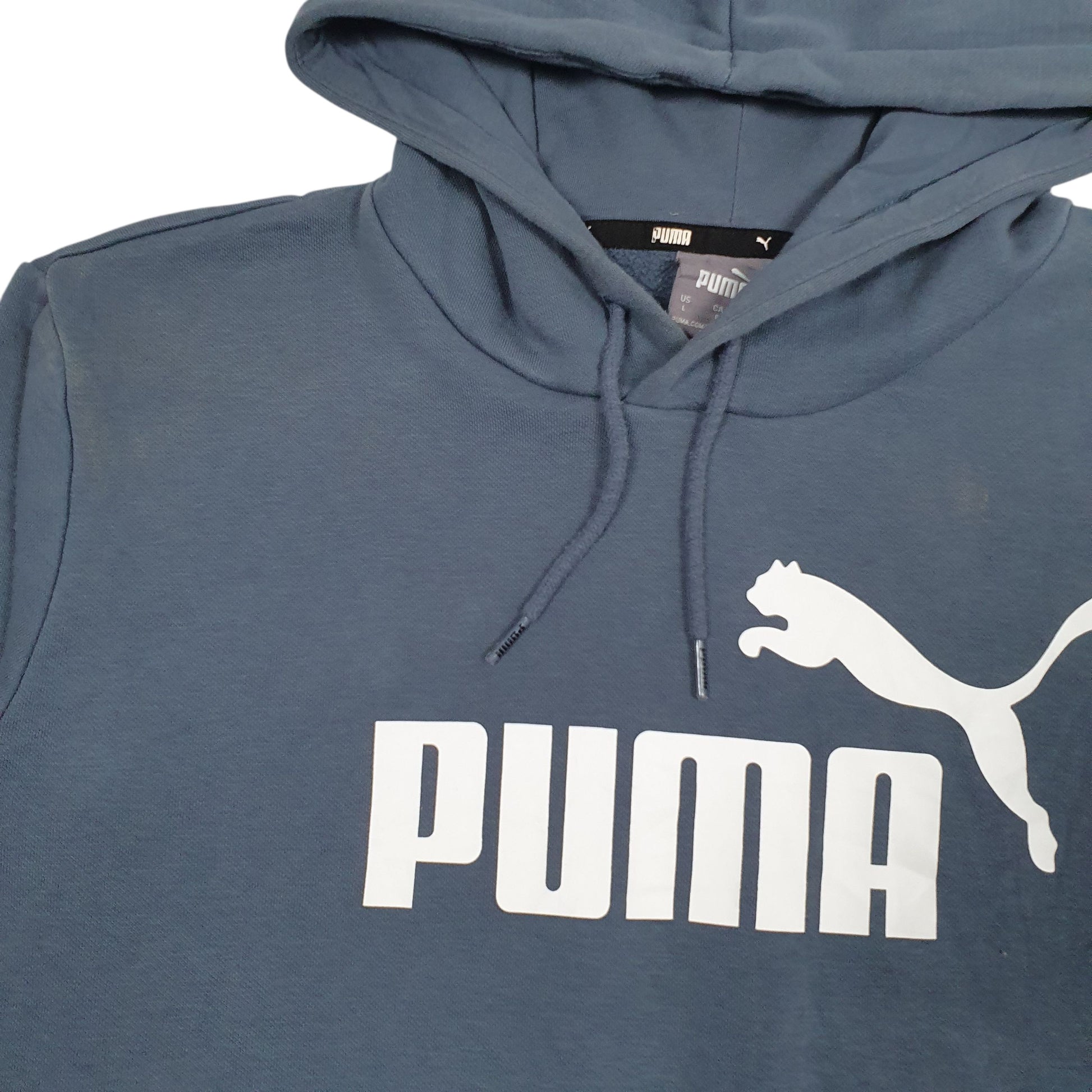 Mens Blue Puma Spellout Hoodie Jumper