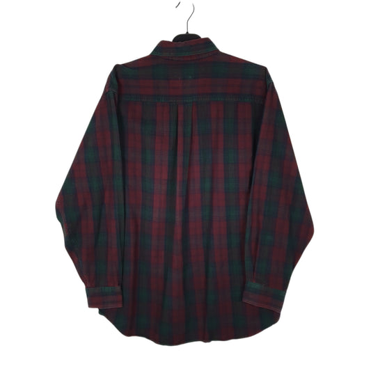 Mens Burgundy L.L.Bean Thick Flannel Plaid  Shirt