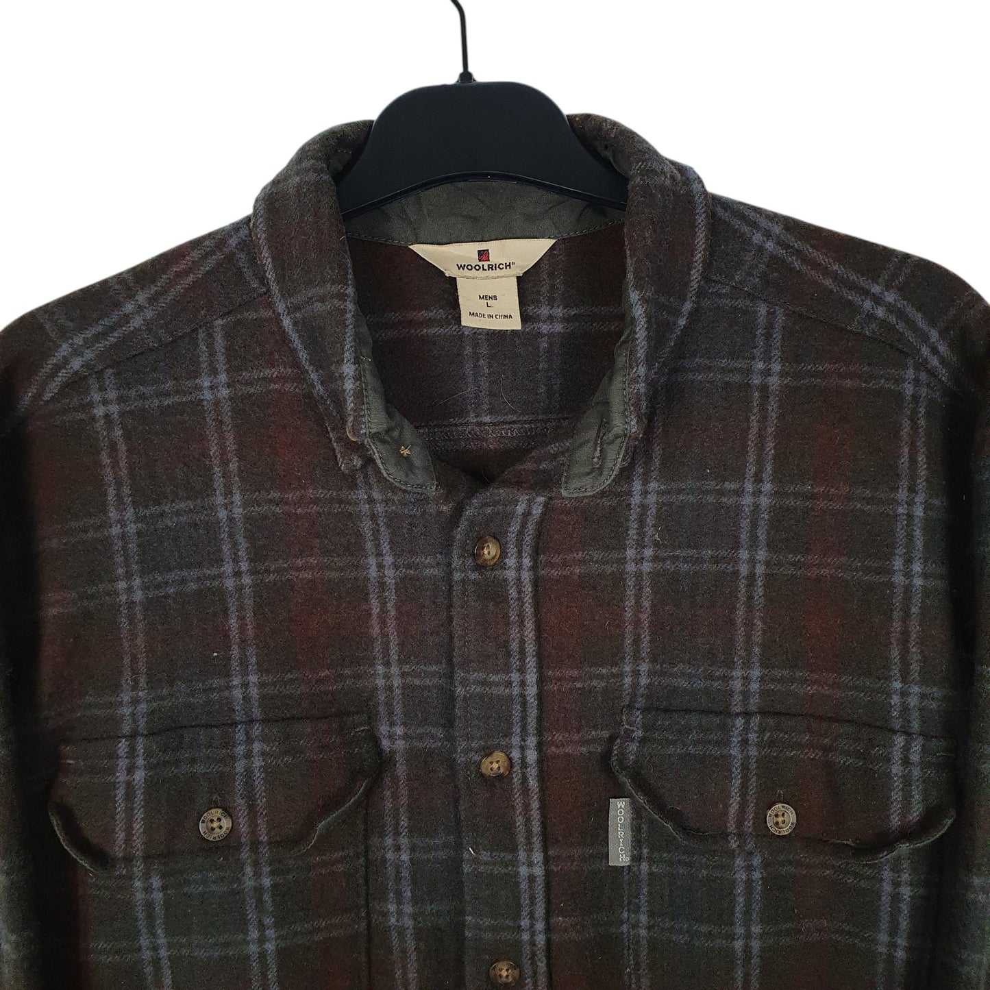 Mens Green Woolrich Thick Plaid  Shirt