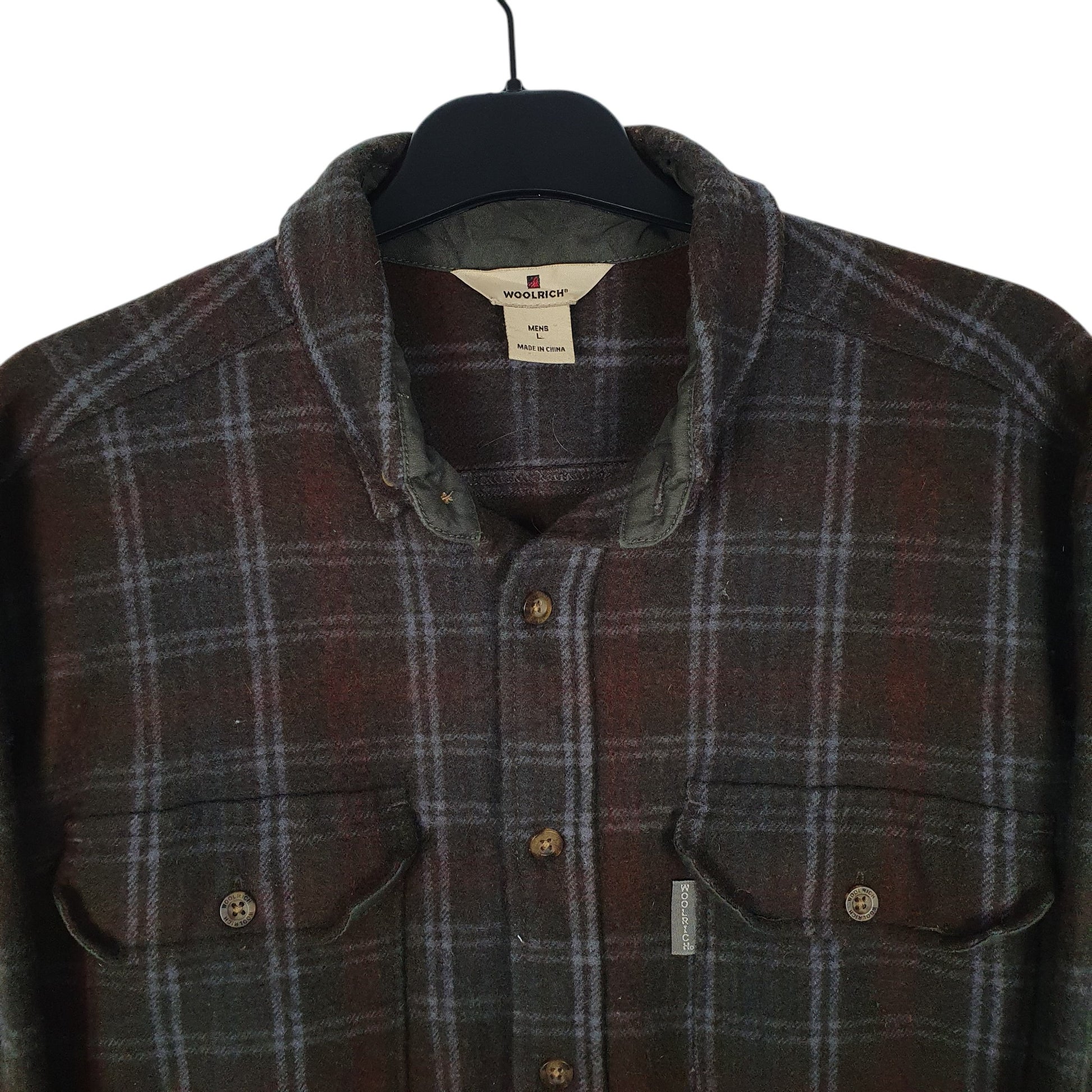 Mens Green Woolrich Thick Plaid  Shirt