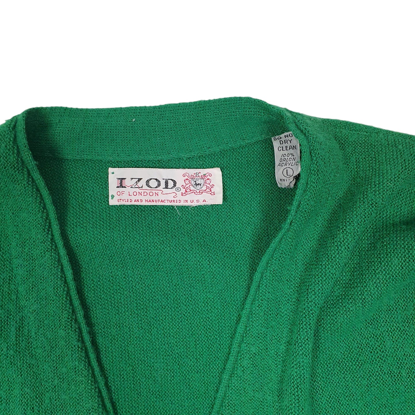 Mens Green Lacoste Izod Vintage 1980s Cardigan Jumper