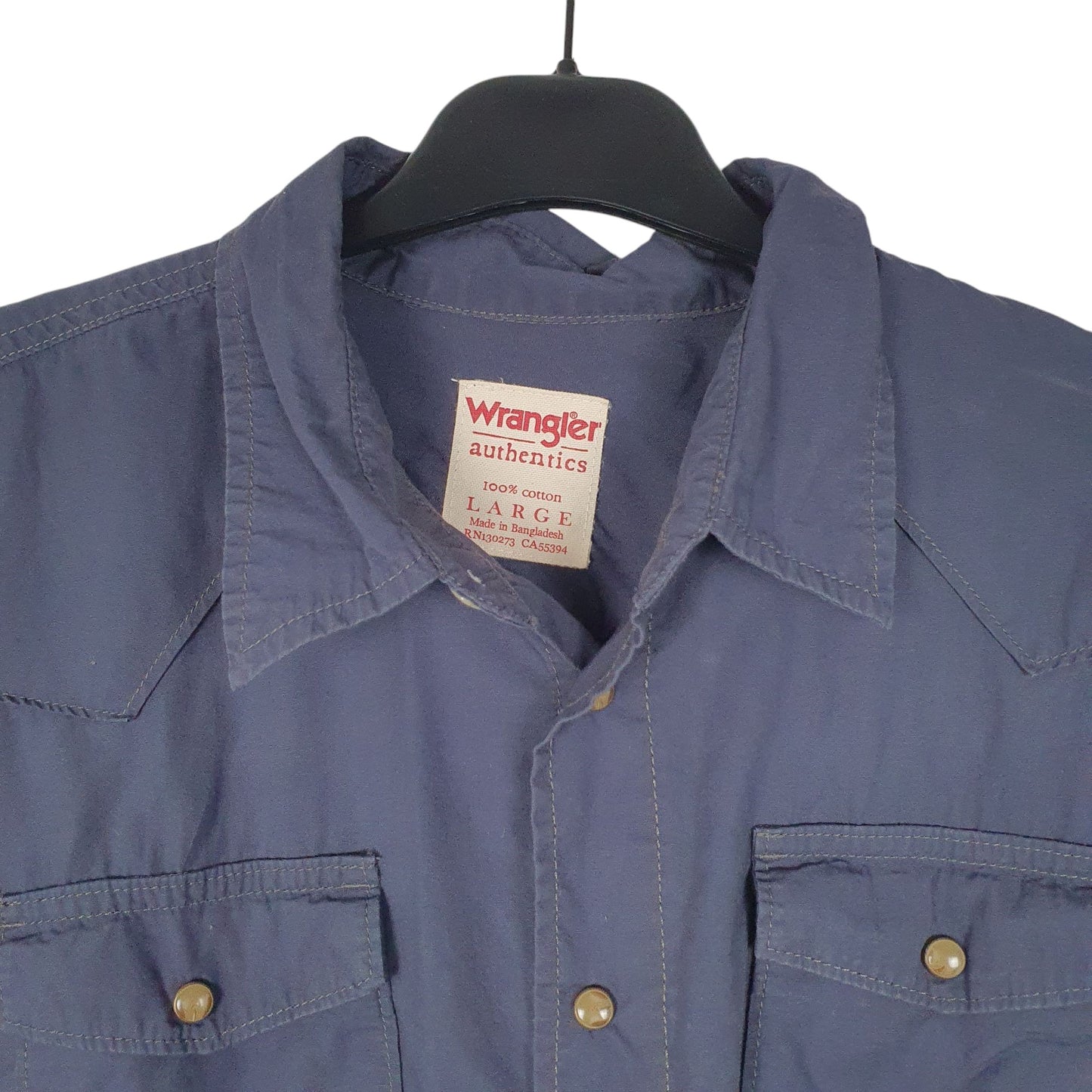Mens Navy Wrangler Pearl Snap  Shirt