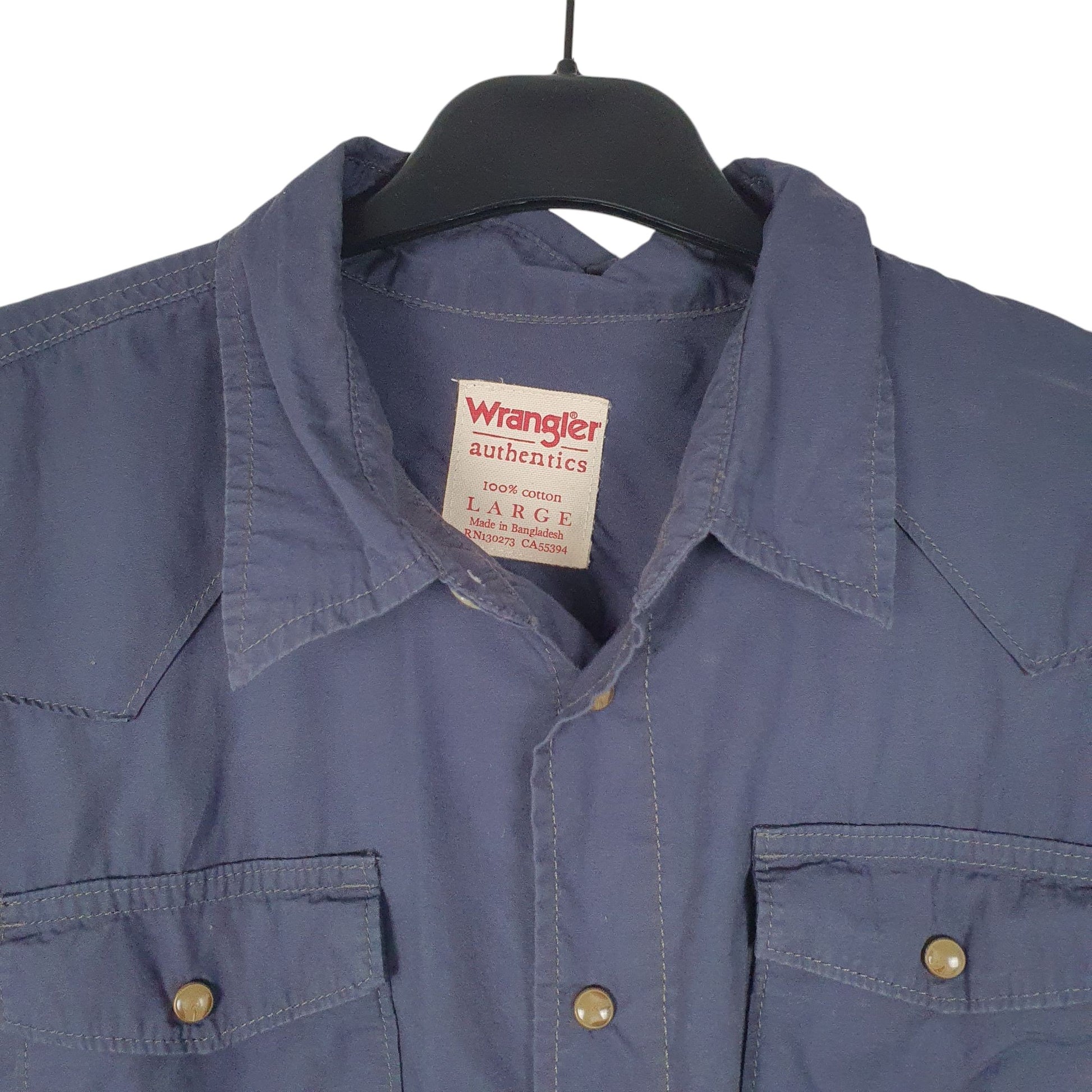 Mens Navy Wrangler Pearl Snap  Shirt