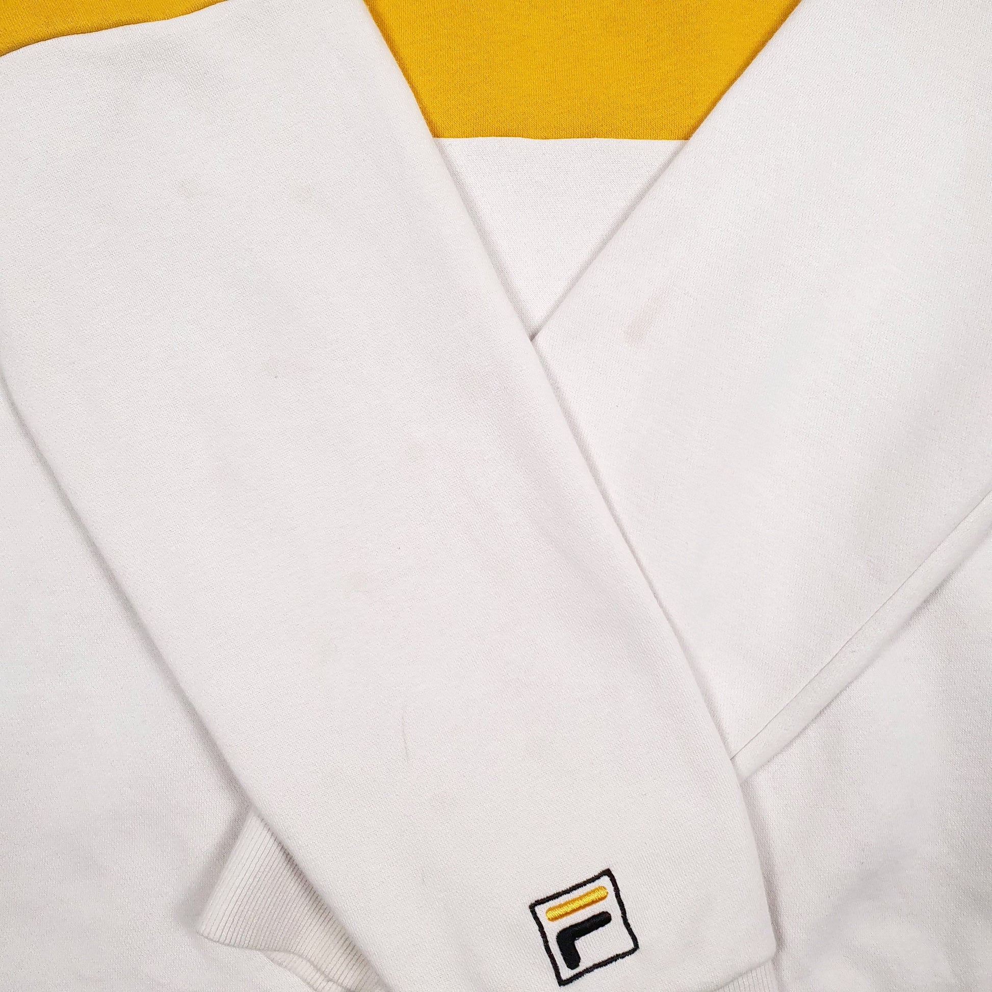 Mens White Fila Spellout Hoodie Jumper