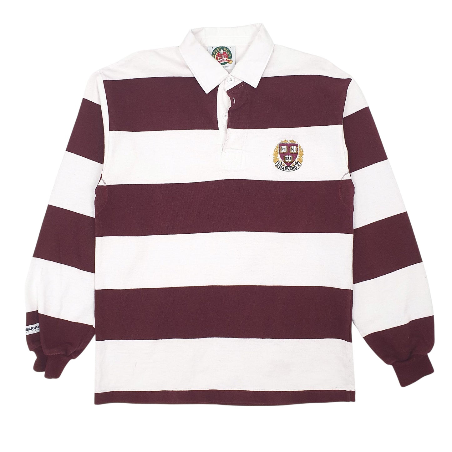 Mens Burgundy Barbarian Rugby Harvard Long Sleeve Polo Shirt