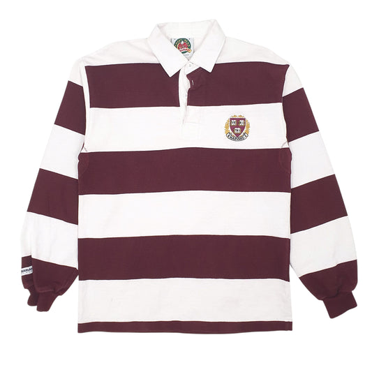 Mens Burgundy Barbarian Rugby Harvard Long Sleeve Polo Shirt
