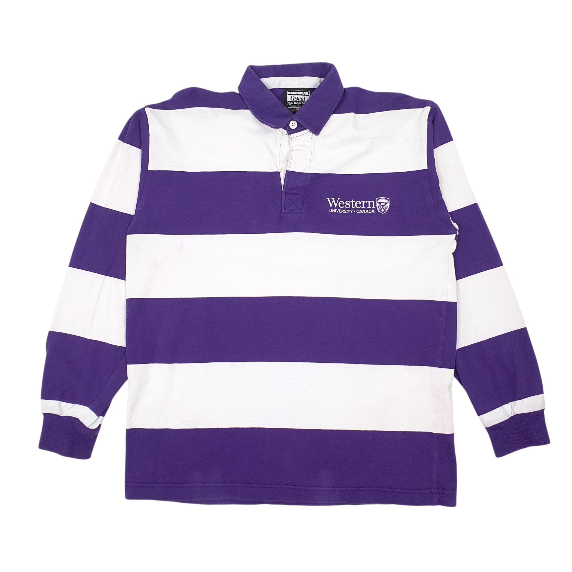 Mens Purple Barbarian Rugby Lightweight Long Sleeve Polo Shirt