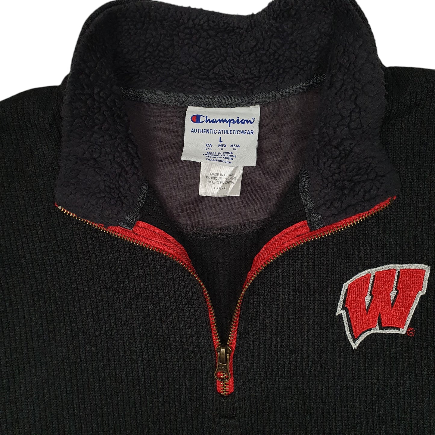 Mens Grey Champion Wisconsin Badgers Quarter Zip Jumper