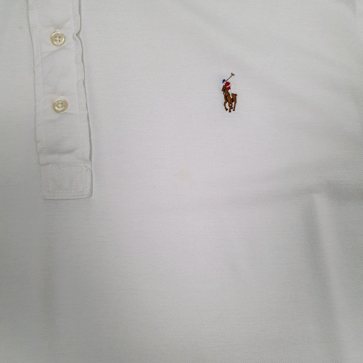 Mens White Polo Ralph Lauren Knit Oxford  Polo Shirt