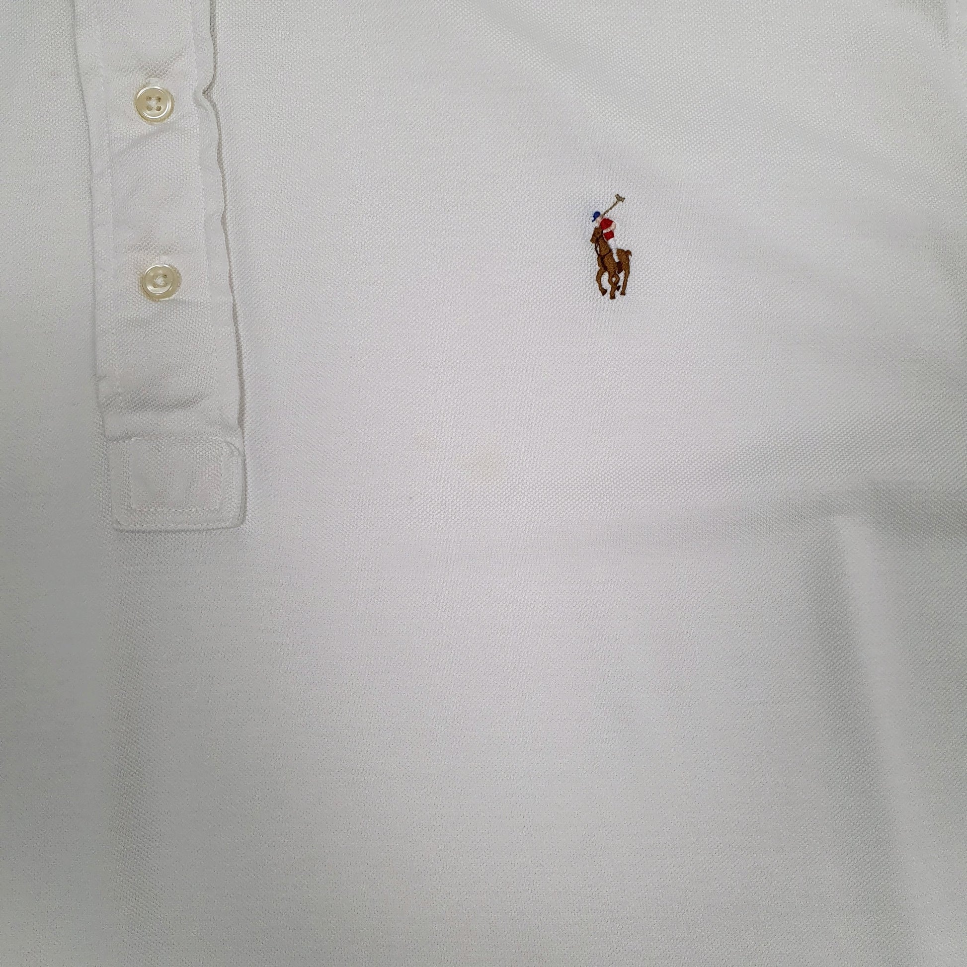 Mens White Polo Ralph Lauren Knit Oxford  Polo Shirt