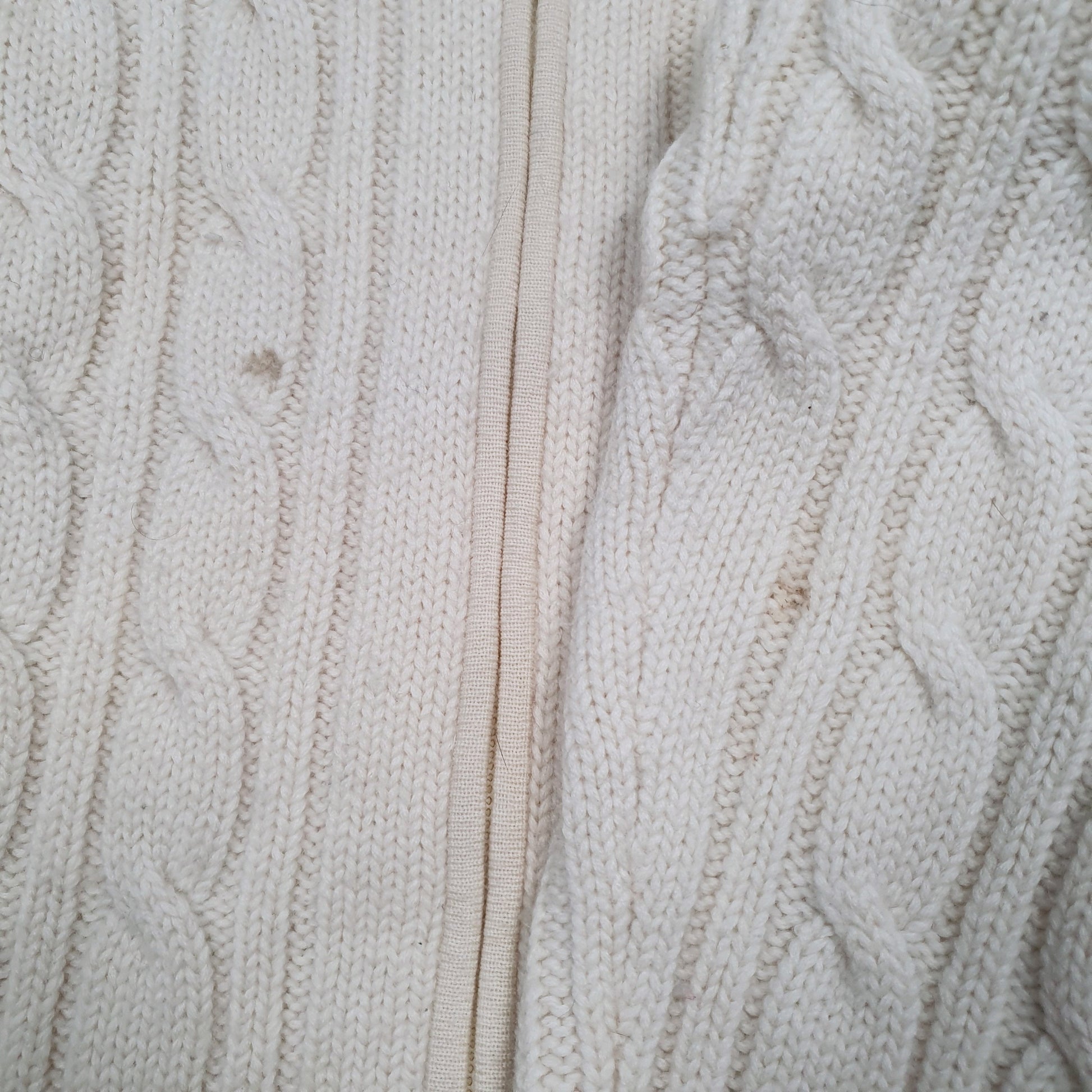 Womens Cream Burberry Cable Knit Full Zip Jumper