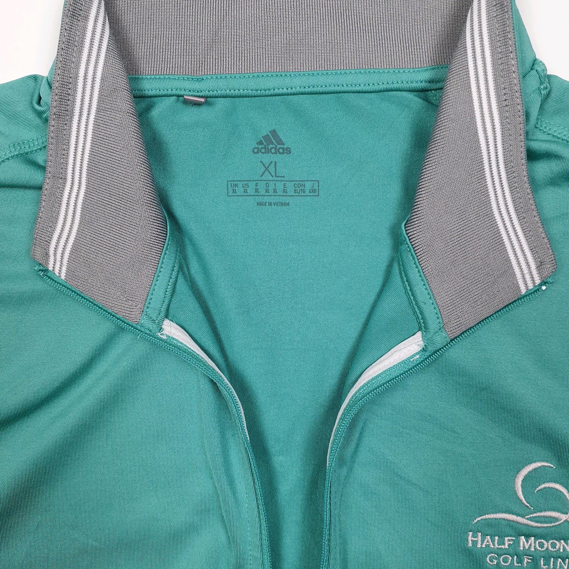 Mens Green Adidas Half Moon Links Golf Quarter Zip Jumper
