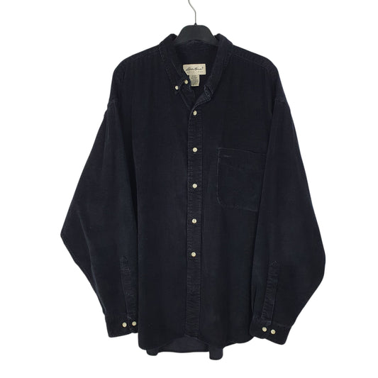 Mens Black Eddie Bauer Corduroy Vintage 90s Long Sleeve Shirt