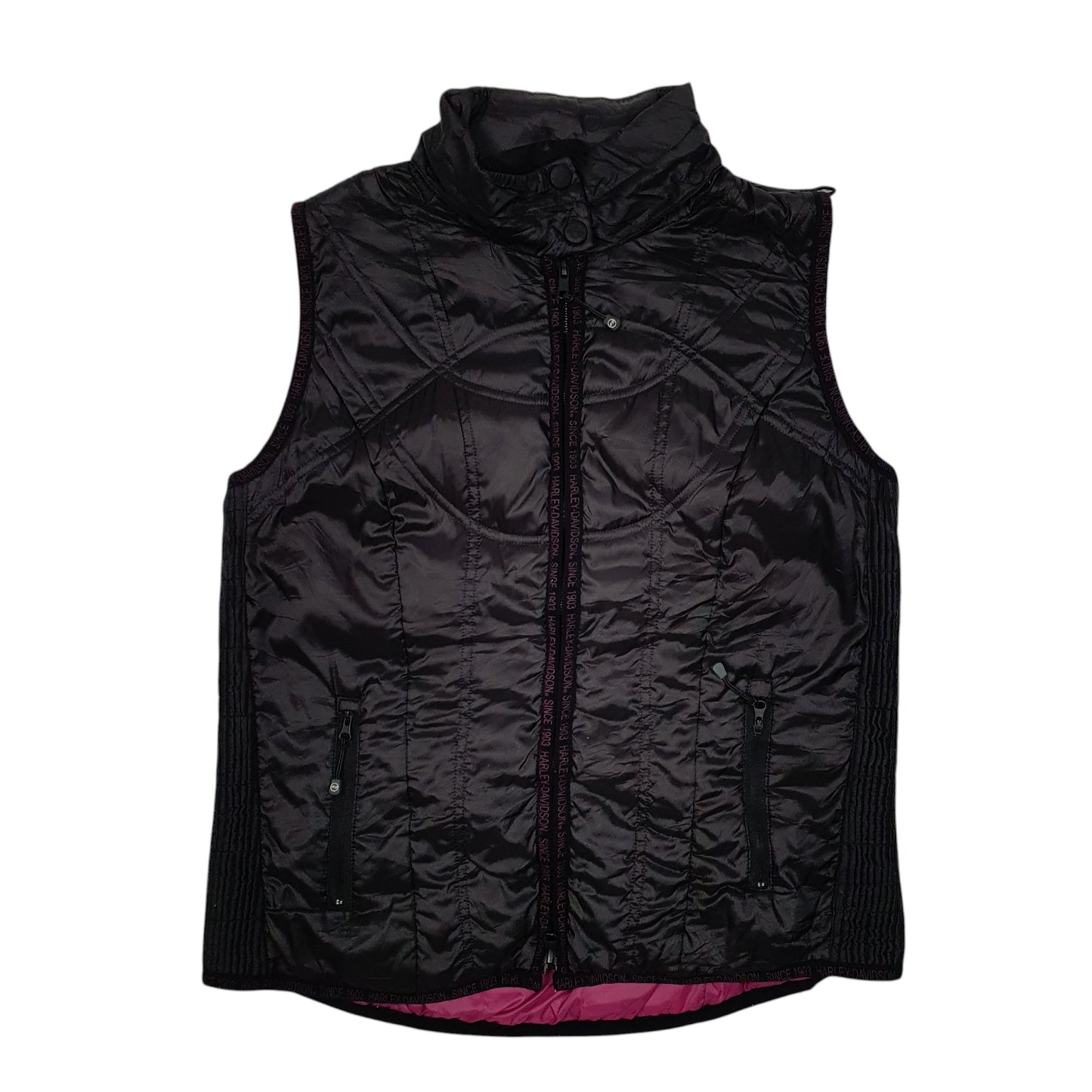 Womens Black Harley Davidson Padded Full Zip Coat