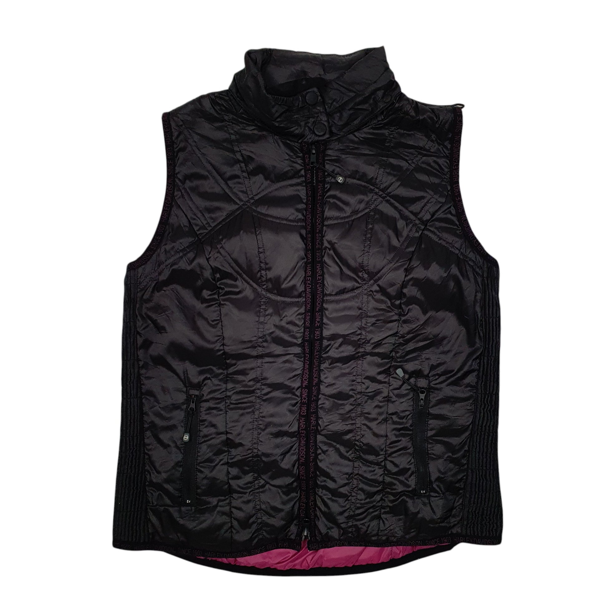 Womens Black Harley Davidson Padded Full Zip Coat