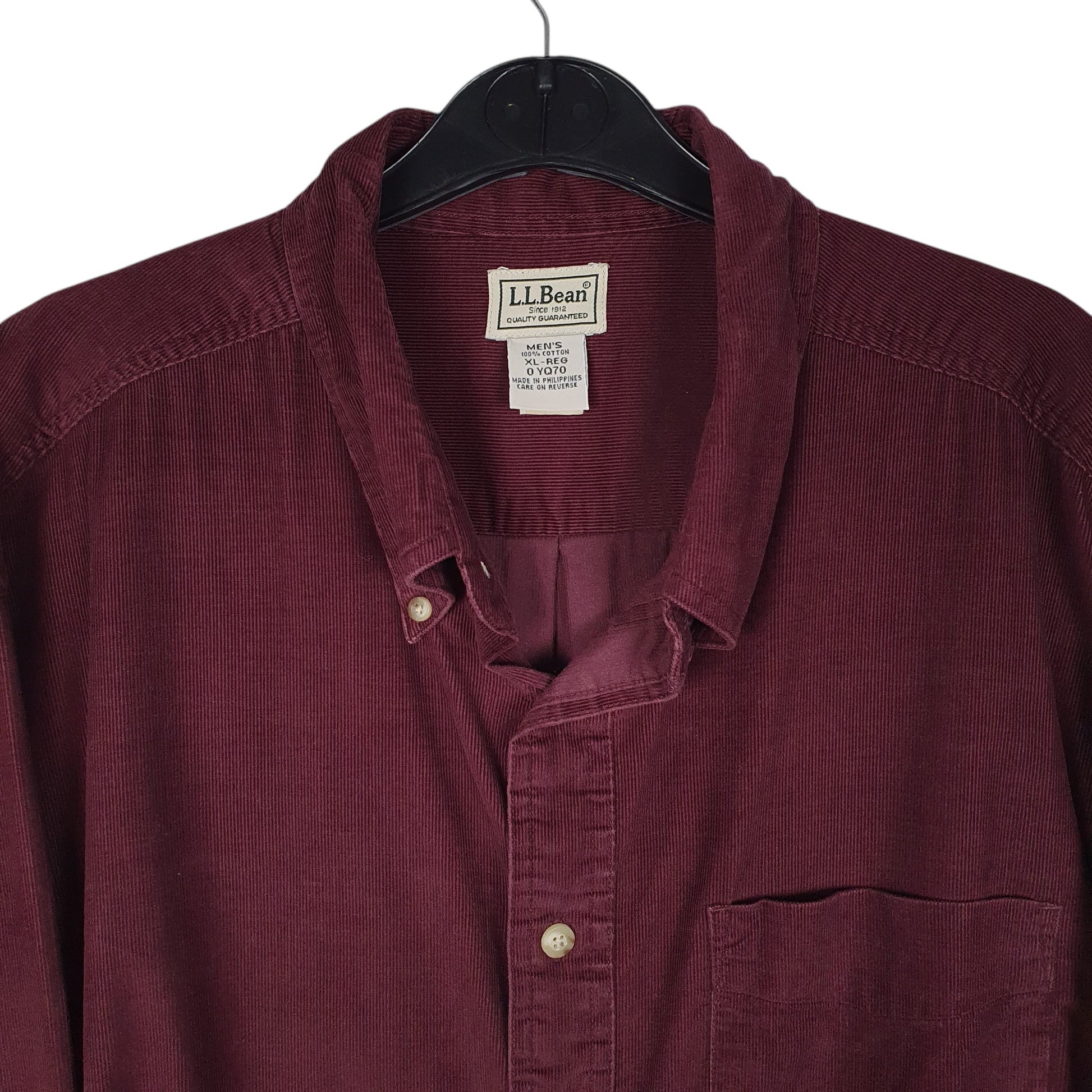 Mens Burgundy L.L.Bean Corduroy  Shirt