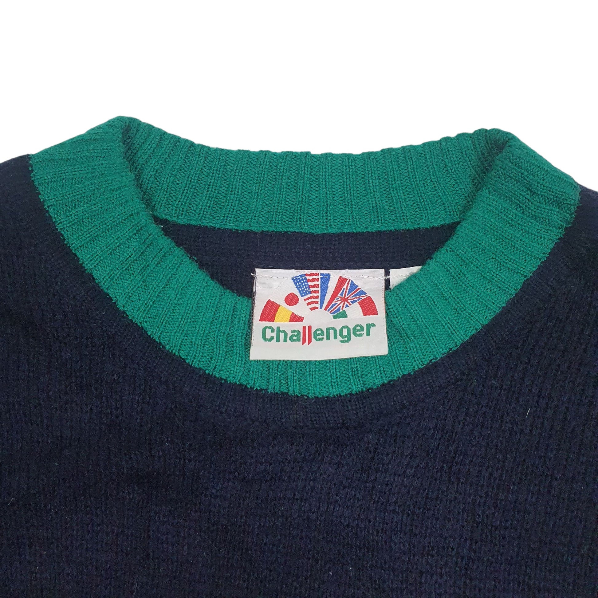 Mens Black Challenger Bossini University Vintage Crewneck Jumper