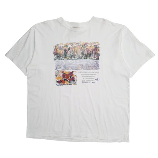 Mens White Northern Reflections Single Stitch Vintage 90s Short Sleeve T Shirt