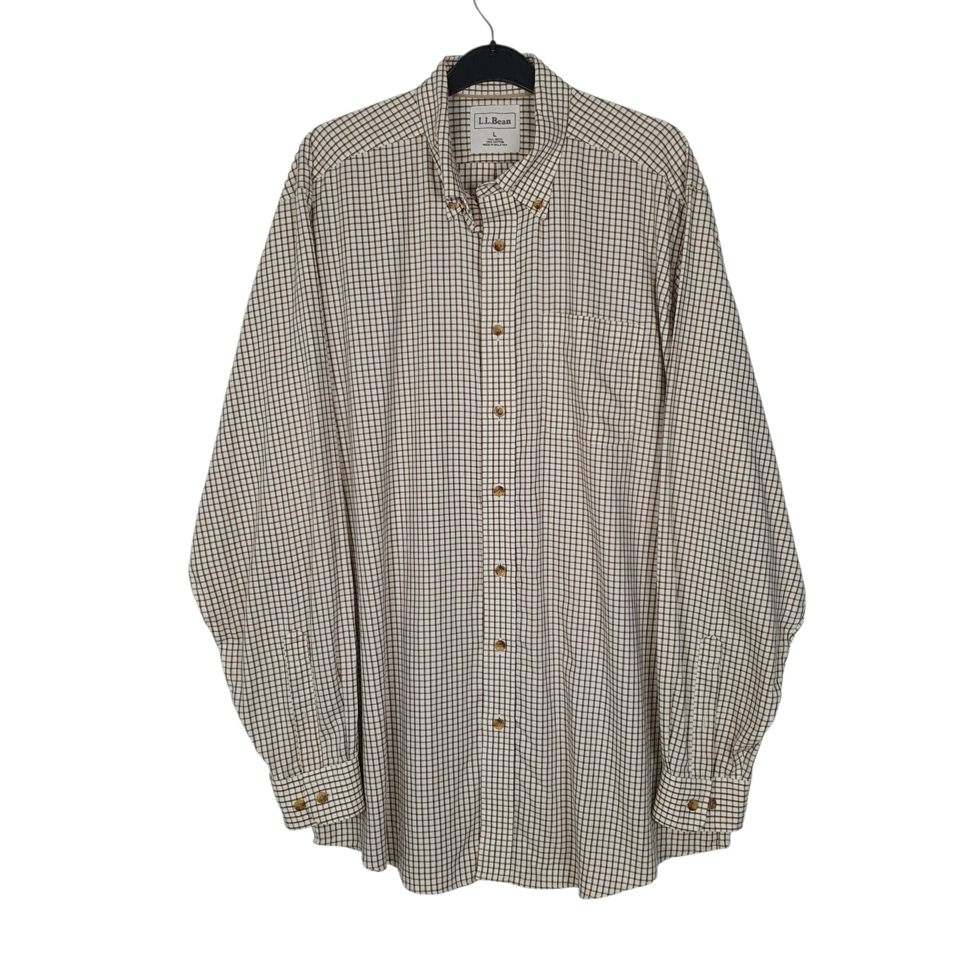 Mens Cream L.L.Bean  Long Sleeve Shirt