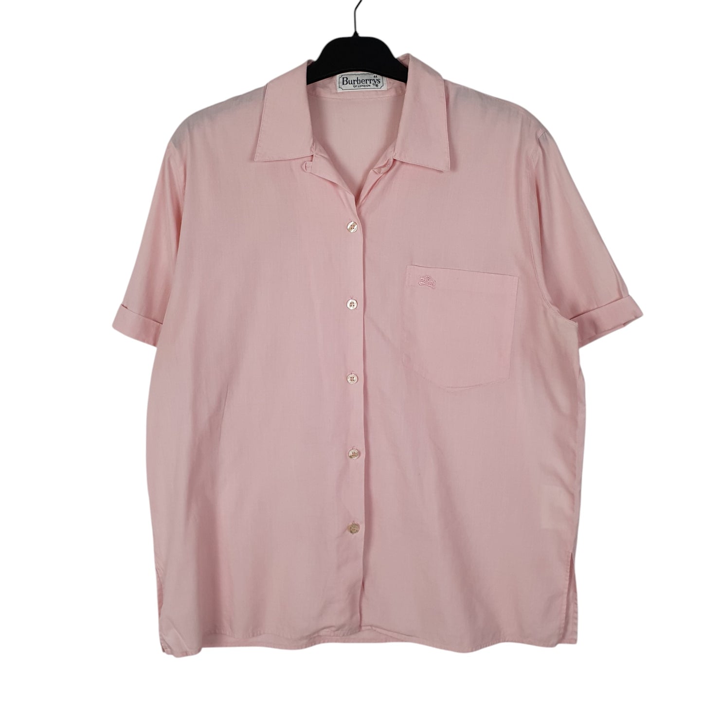 Mens Pink Burberry Vintage 90s Short Sleeve Shirt