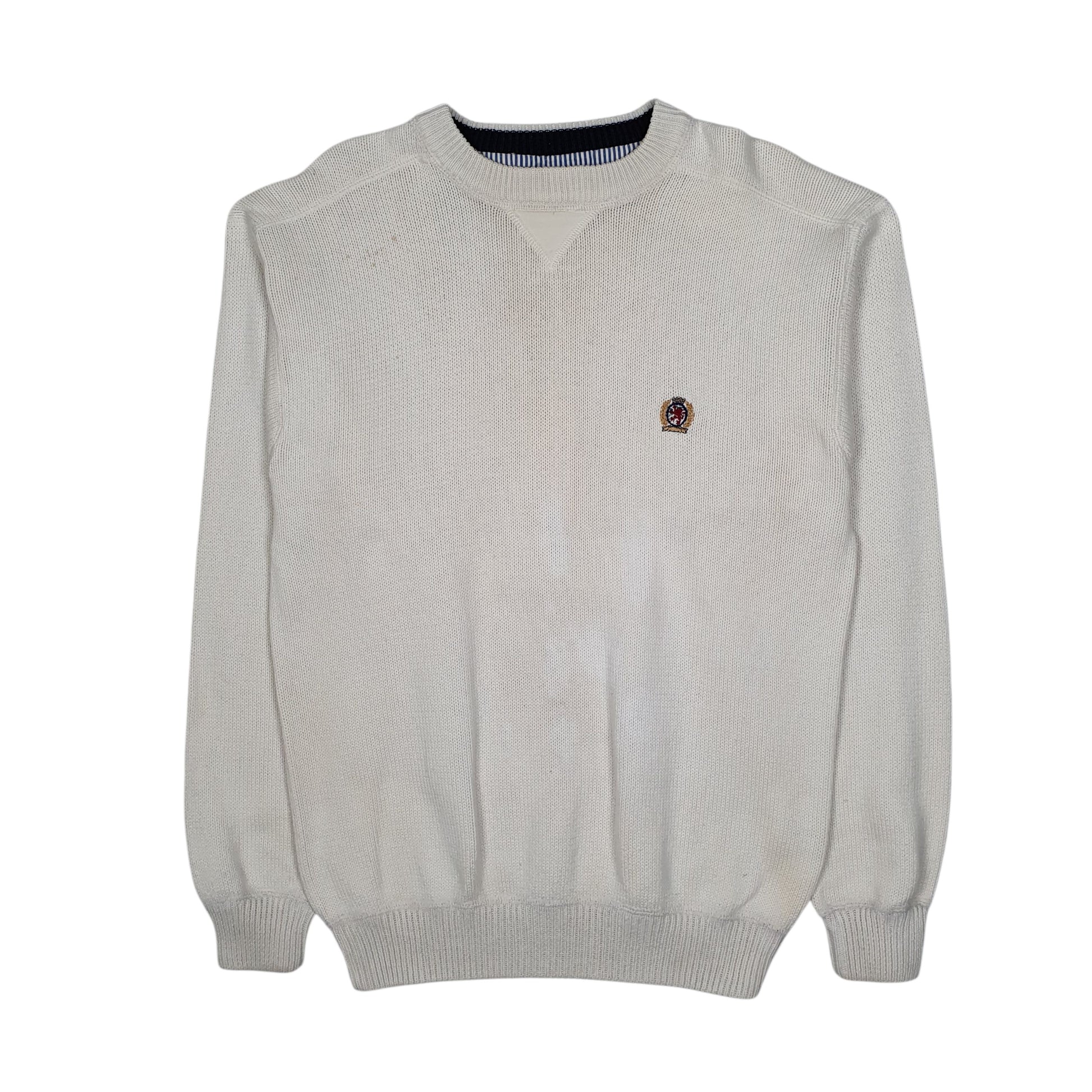 Mens Cream Tommy Hilfiger Heavy Knit Crewneck Jumper