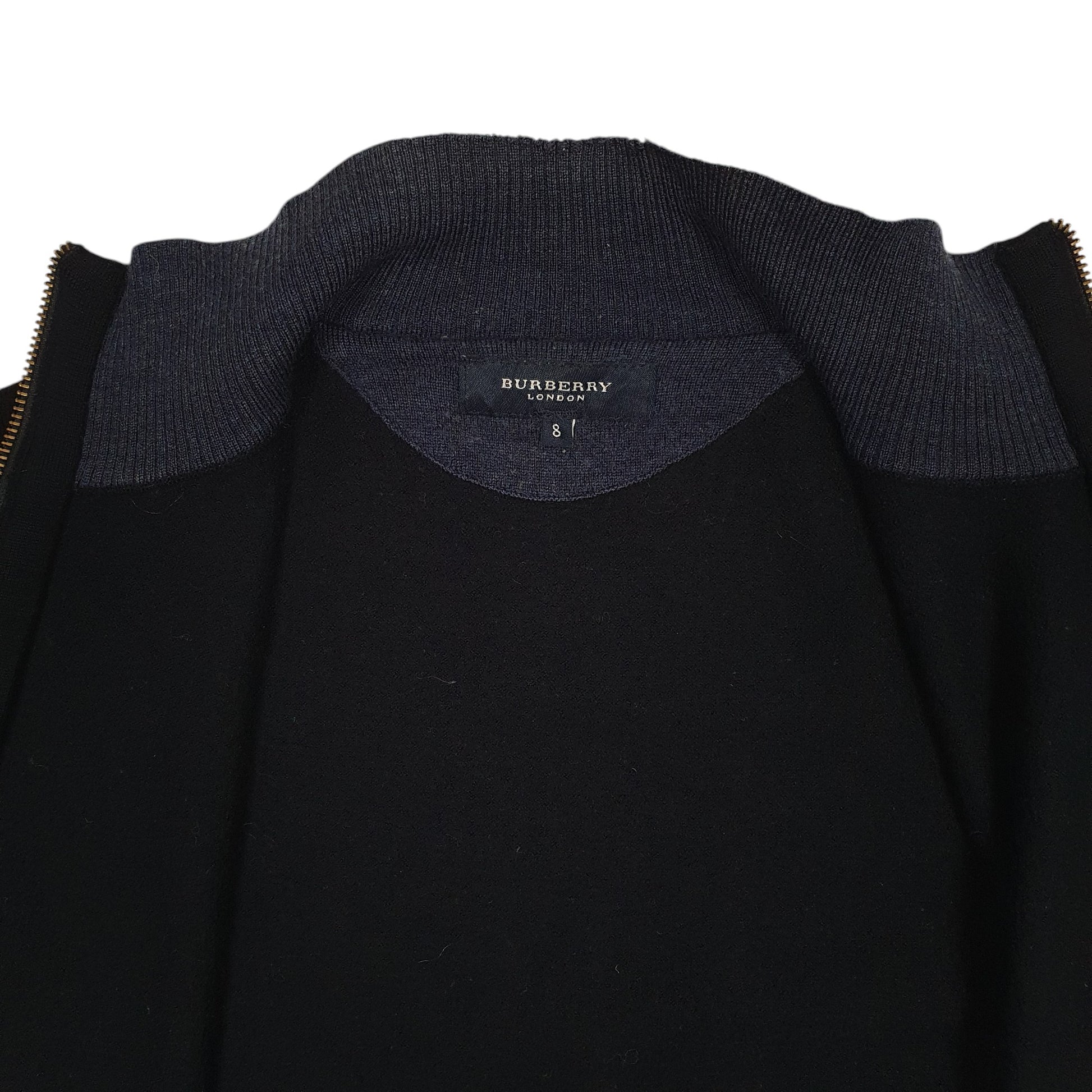 Mens Navy Burberry Merino Full Zip Jumper