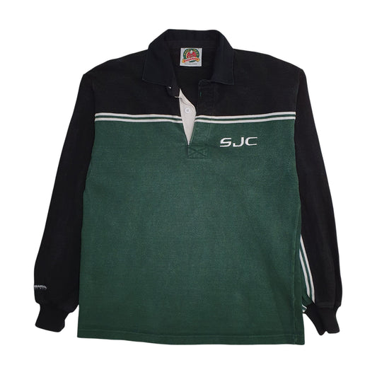 Mens Green Barbarian Rugby SJC Long Sleeve Polo Shirt