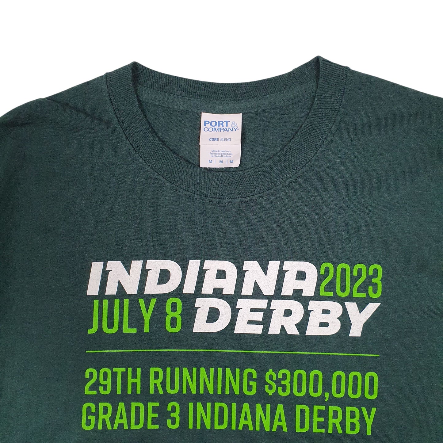 Mens Green Port & Company Indiana Derby 2023  T Shirt