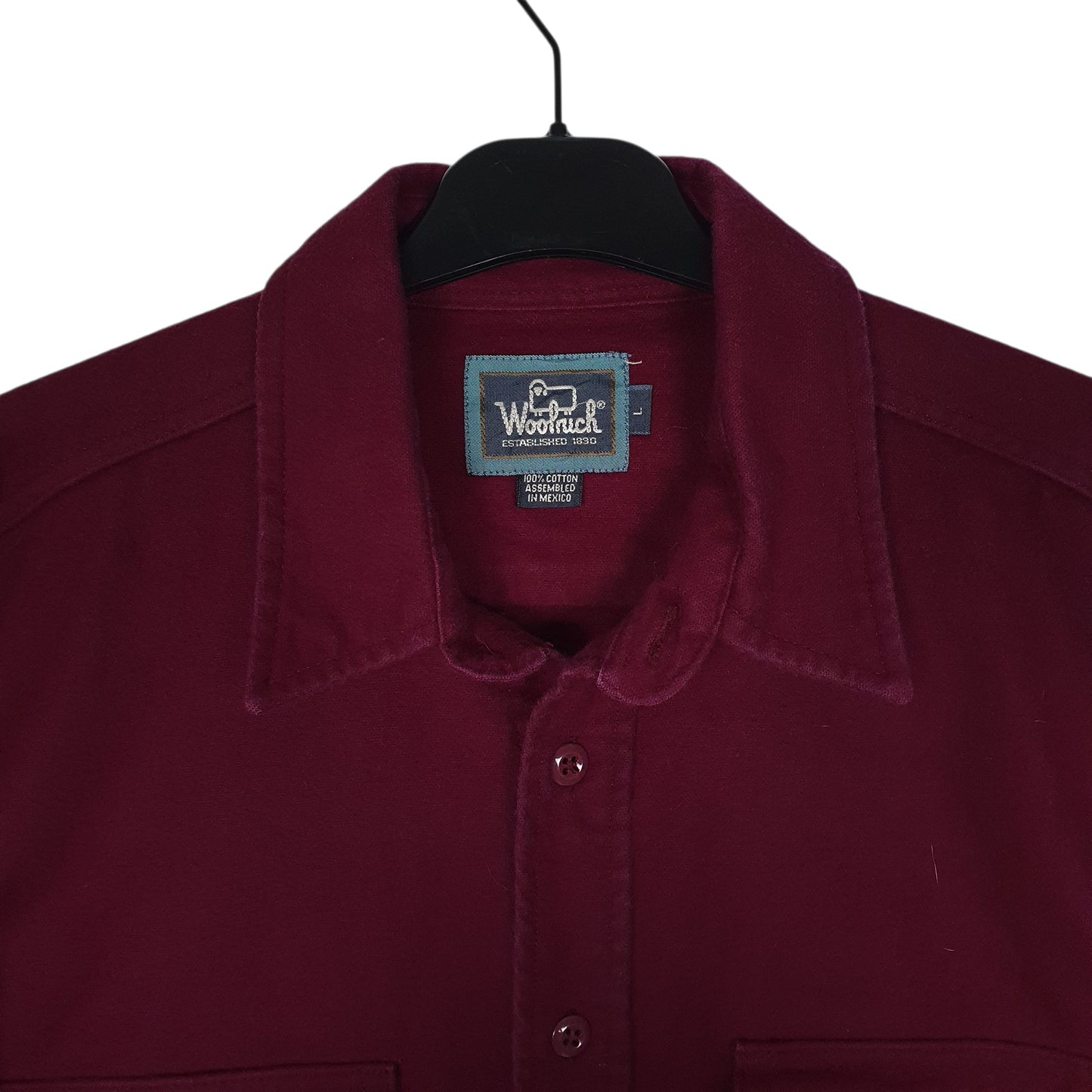 Mens Burgundy Woolrich Thick Chamois Vintage 1990s  Shirt