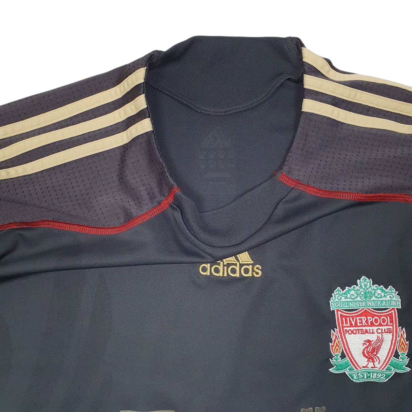 Mens Grey Adidas 2009/10 Liverpool FC Away Gerrard Football  T Shirt